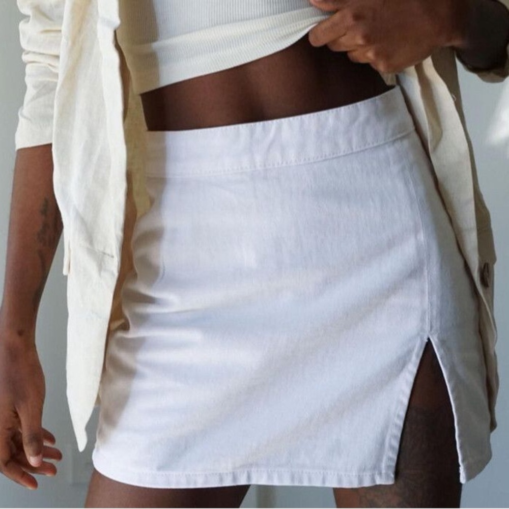 Lioness White Denim Skirt